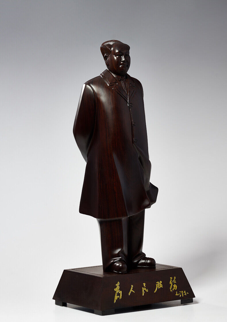 African ebony China Leader Chairman Mao Zedong stand sculpture statue wood 毛泽东主席