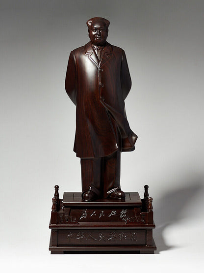 African ebony China Leader Chairman Mao Zedong stand sculpture statue wood 毛泽东主席