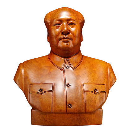 Chinese Former state President Chairman Mao Zedong sculpture statue rosewood 毛泽东