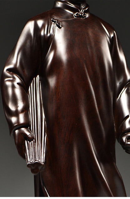 ebony China Leader young Chairman Mao Zedong stand sculpture statue wood 毛泽东主席