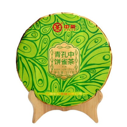 2022 CHINATEA BULANG peacock green Pu'er Cake Tea Raw Pu erh,KONG QUE QING, 357g