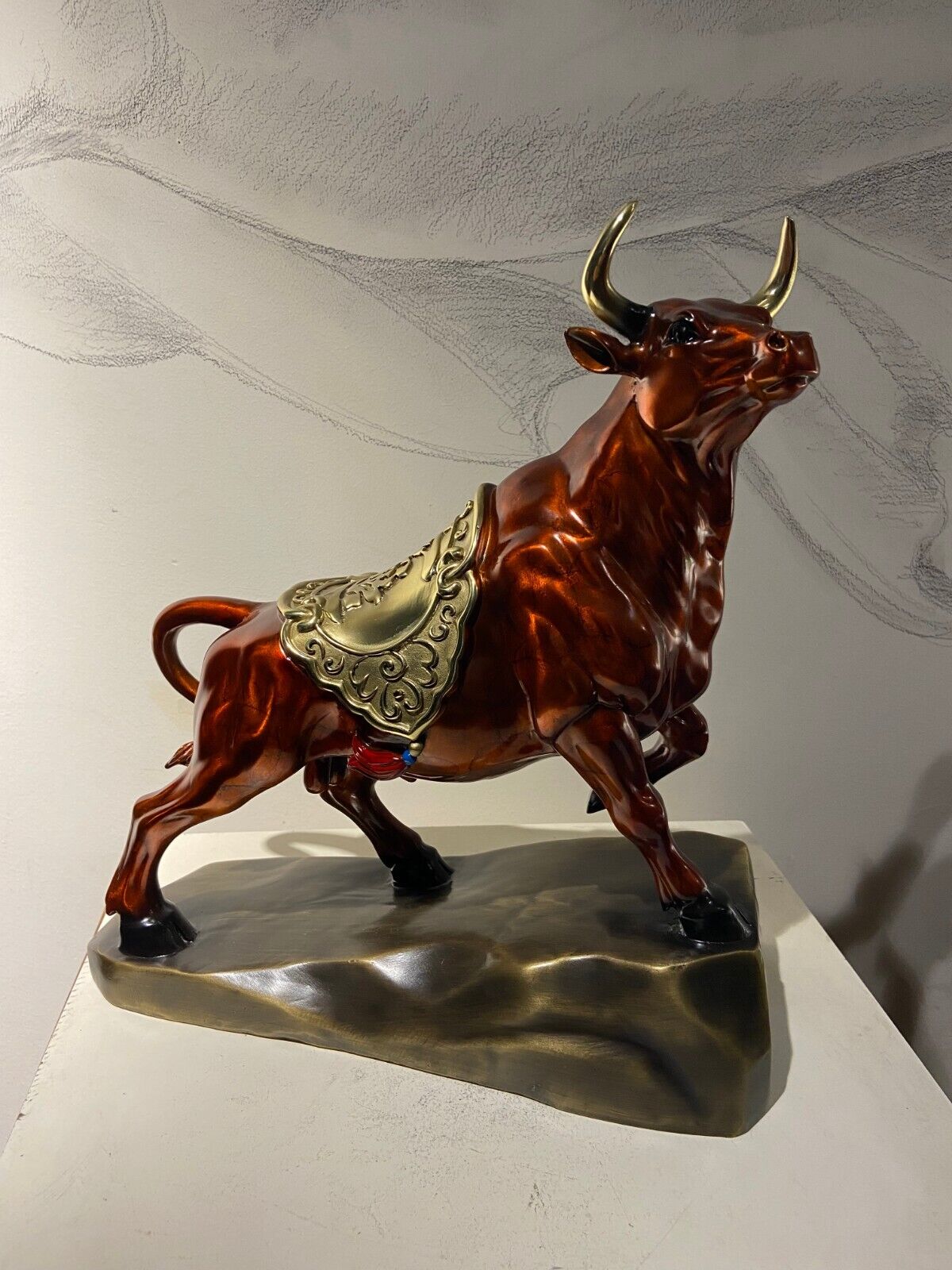 pure Brass Bull Figurine Statue Home Office Decoration Animal Figurines ox bossy