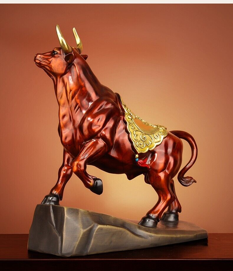 pure Brass Bull Figurine Statue Home Office Decoration Animal Figurines ox bossy