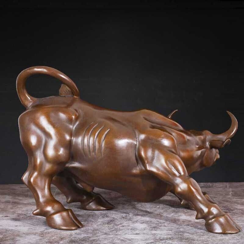 33 lbs,Bull fortune Brass Cow Statue Wall Street Cattle Copper China Fengshui OX