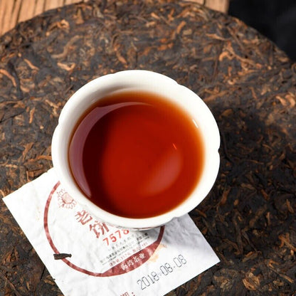 Yunnan Haiwan Tea 2018 China Puer Tea 7578 Old Comrade 181 Ripe Pu Erh Cake,357g