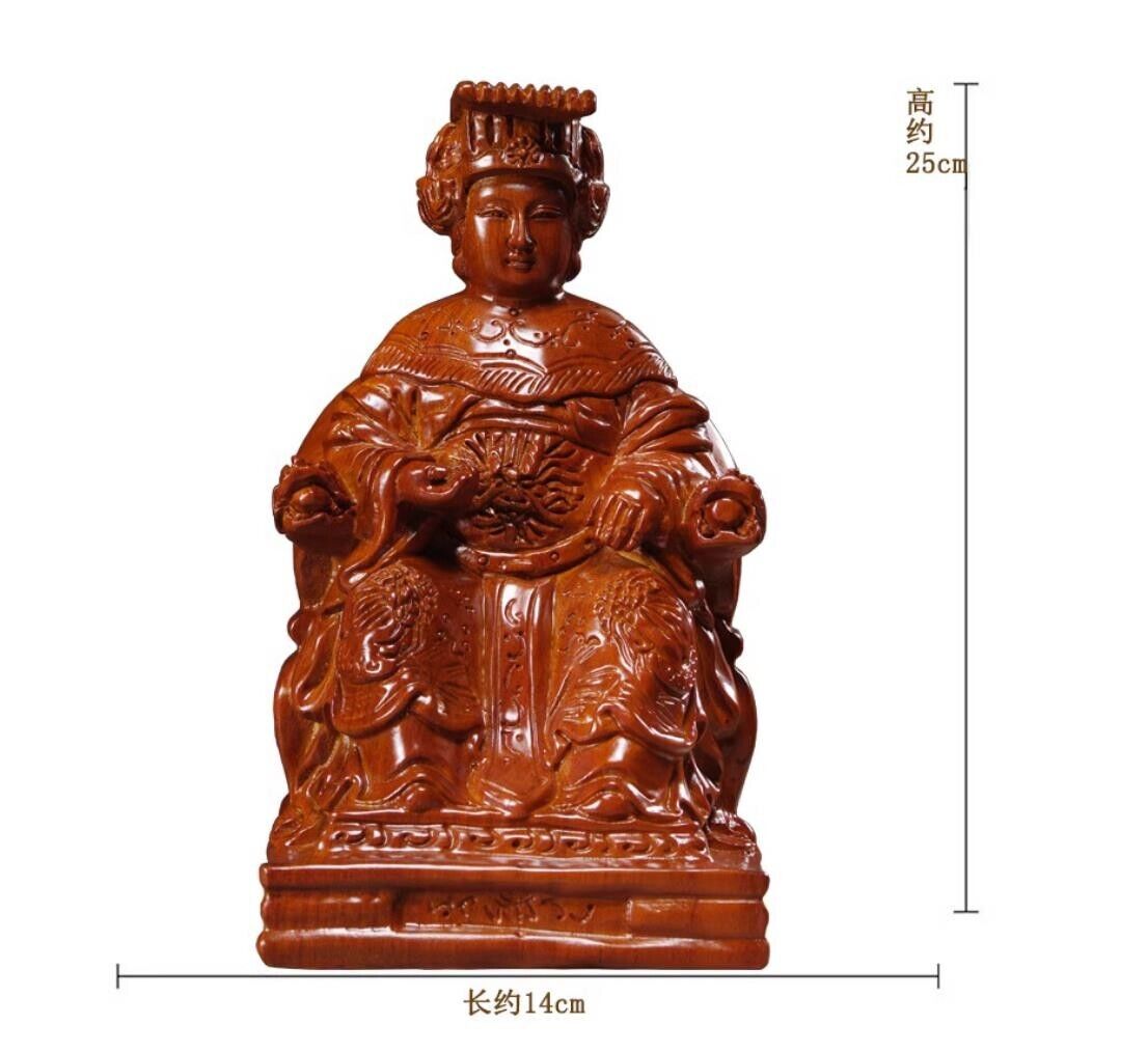 25cm,rosewood MAZU Statue Carved,CHINA Taoism God Matsu Sit FOLK Goddess Sea 妈祖