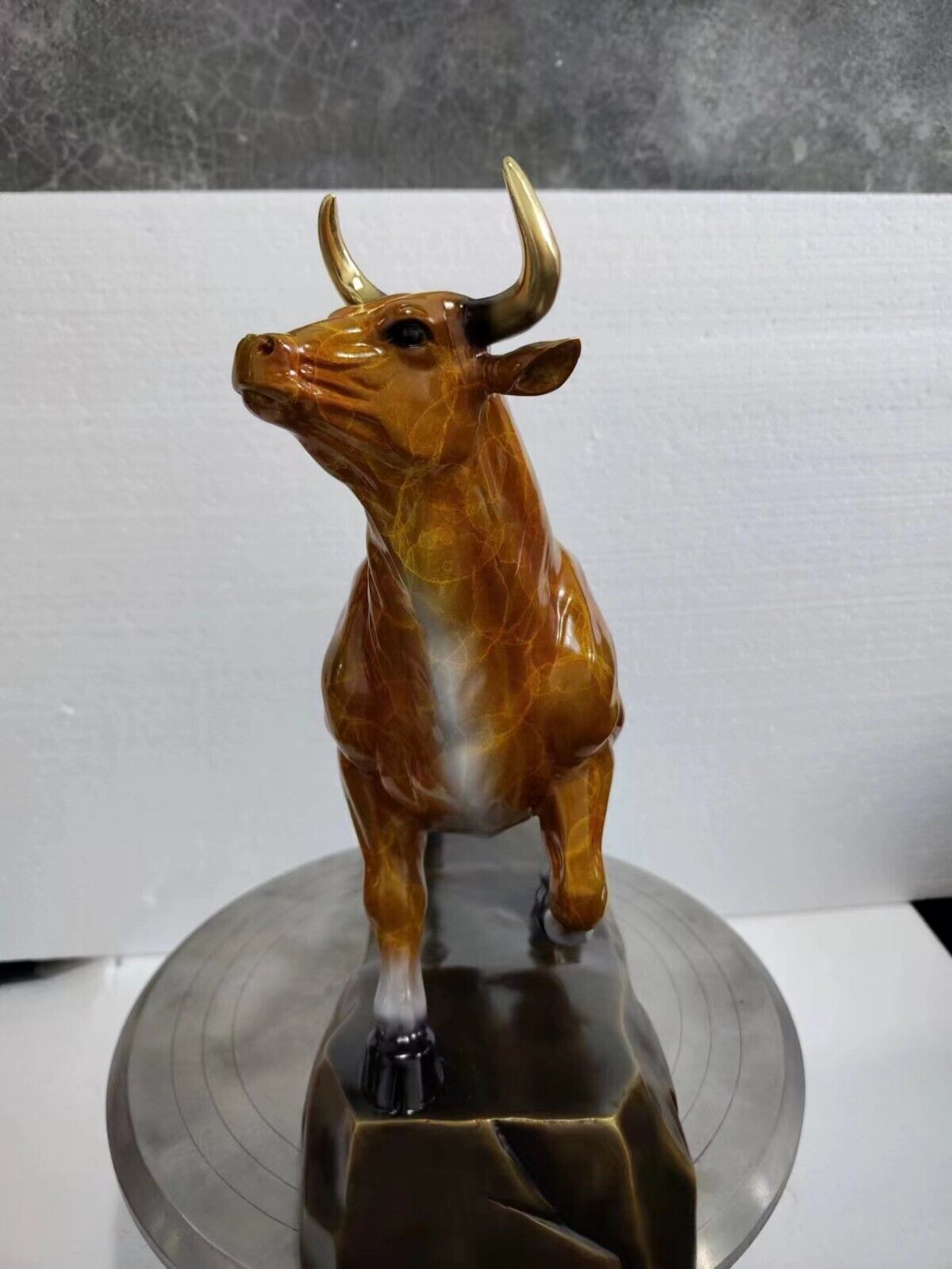 Bull Figurines Retro orange Brass Statue crafts Decoration Feng Shui Home Decor