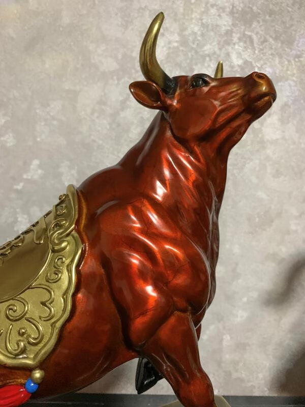 pure Brass Bull Figurine Statue Home Office Decoration Animal Figurines ox bossy