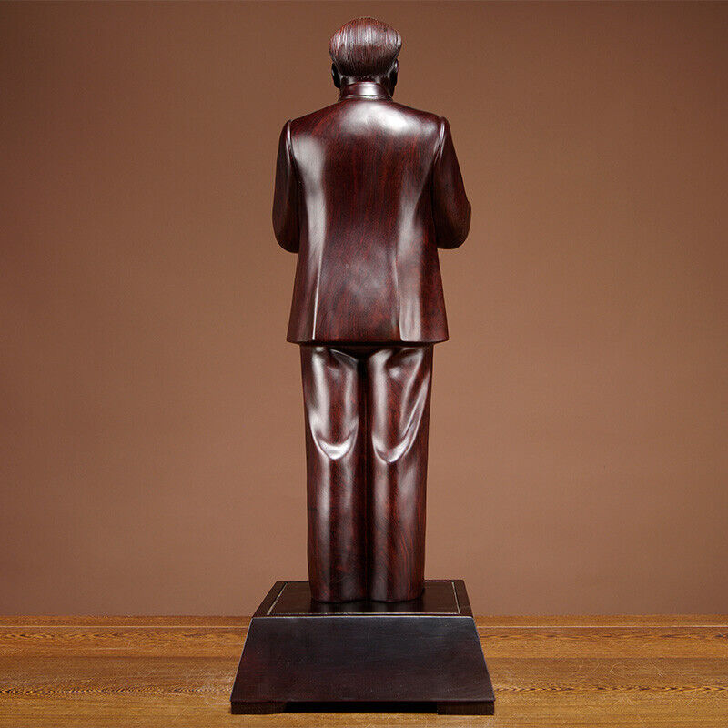 ebony China Leader handclap Chairman Mao Zedong stand sculpture statue wood 毛泽东