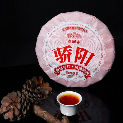 357g,Haiwan Old Comrade Blazing Sun Ripe Pu erh Puer Tea 1st Class Jiao Yang 普洱茶