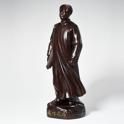 ebony China Leader young Chairman Mao Zedong stand sculpture statue wood 毛泽东主席