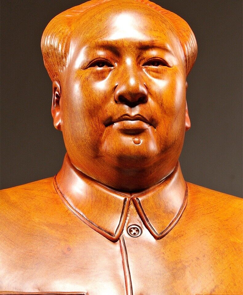 Half body China Leader Chairman Mao Zedong sculpture statue wood rosewood 毛主席