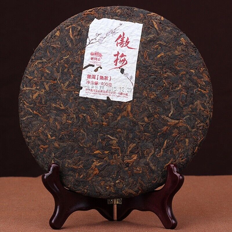 2015 haiwan LAO TONG ZHI Puer Tea Cake,plum blossom Ripe AO MEI Pu erh tee, 400g