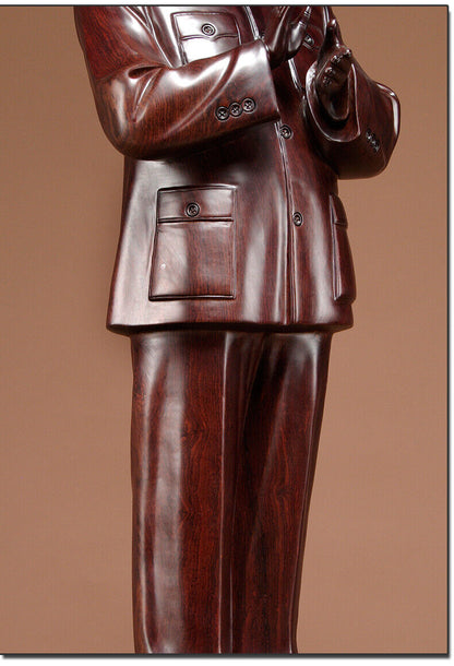 ebony China Leader handclap Chairman Mao Zedong stand sculpture statue wood 毛泽东