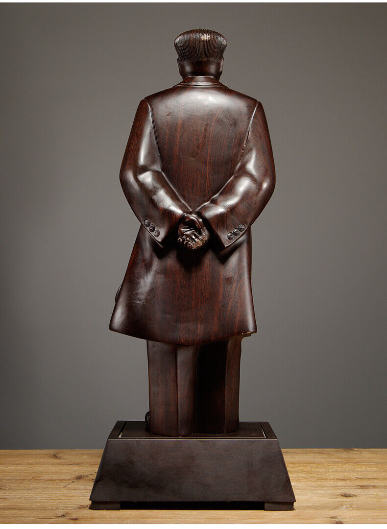 African ebony China Leader Chairman Mao Zedong stand sculpture statue wood 毛泽东主席