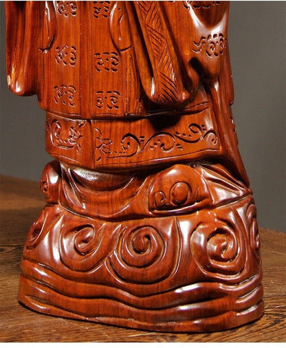 40cm,China Fu Lu Shou Life Buddha Wood Statue,Luck,wealth,longevity Figure 15"