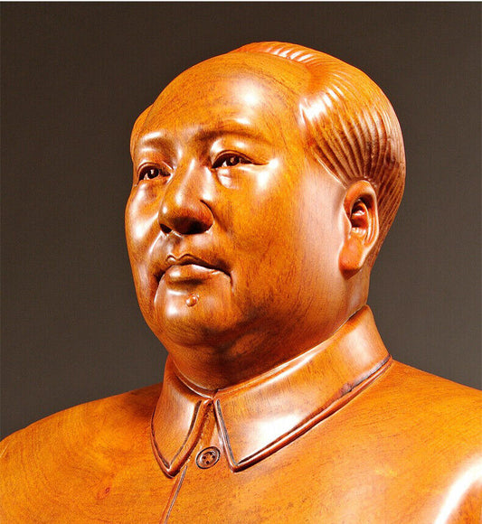 Chinese Former state President Chairman Mao Zedong sculpture statue rosewood 毛泽东