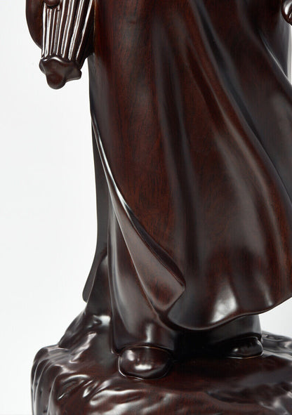 ebony China Leader young Chairman Mao Zedong stand sculpture statue wood 毛泽东主席