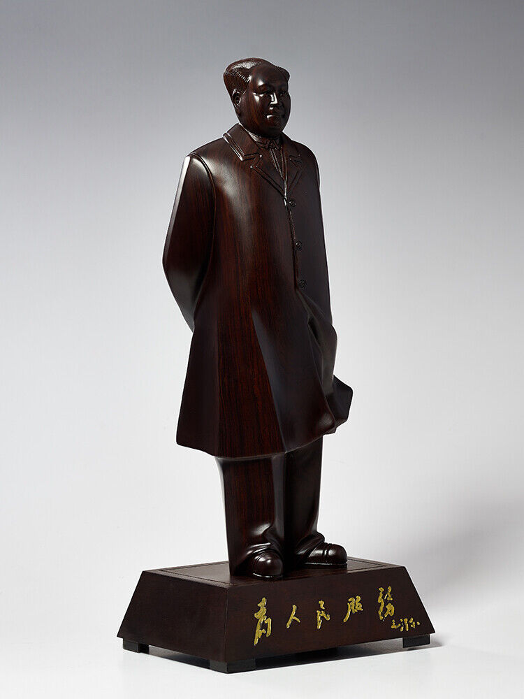 African ebony China Leader Chairman Mao Zedong stand sculpture statue wood 毛泽东主席