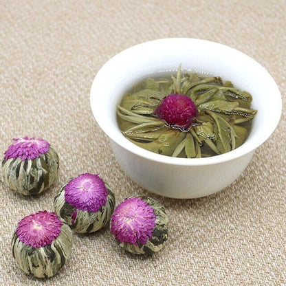 20Pcs, Different Handmade Blooming TEA,Artistic flowering Green Flower ball tee