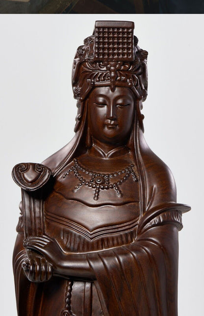 48cm, Ebony Wood Chinese Feng shui MAZU Statue Carved,Matsu FOLK Goddess Sea 妈祖