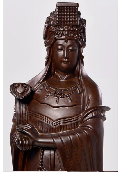 48cm, Ebony Wood Chinese Feng shui MAZU Statue Carved,Matsu FOLK Goddess Sea 妈祖