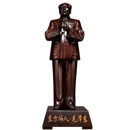 ebony China Leader handclap Chairman Mao Zedong stand sculpture statue wood 毛泽东