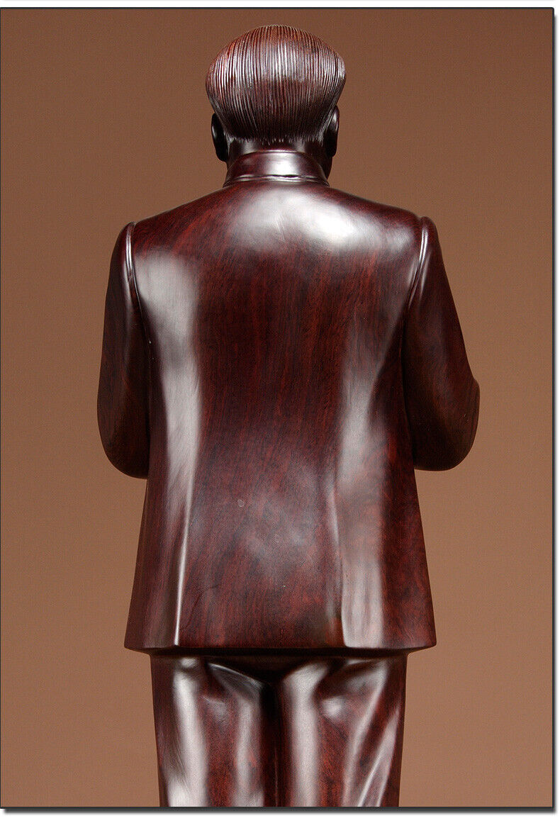 ebony China Leader handclap Chairman Mao Zedong stand sculpture statue wood 毛泽东