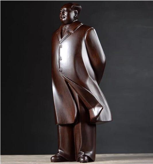 African ebony China Leader Chairman Mao Zedong stand sculpture statue wood 毛泽东主席