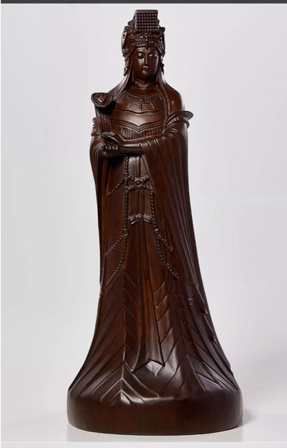 48cm, Ebony Wood Chinese Feng shui MAZU Statue Carved,Matsu FOLK Goddess Sea 妈祖