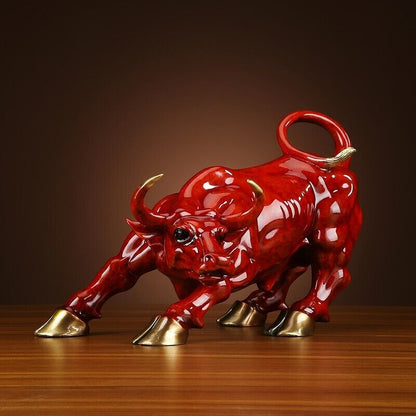 20kg, China Feng Shui Brass copper Stock Wall Street Ox Bovine Oxen Bull statue