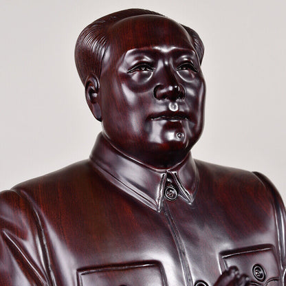 ebony China Leader handclap Chairman Mao Zedong stand sculpture statue wood 毛泽东