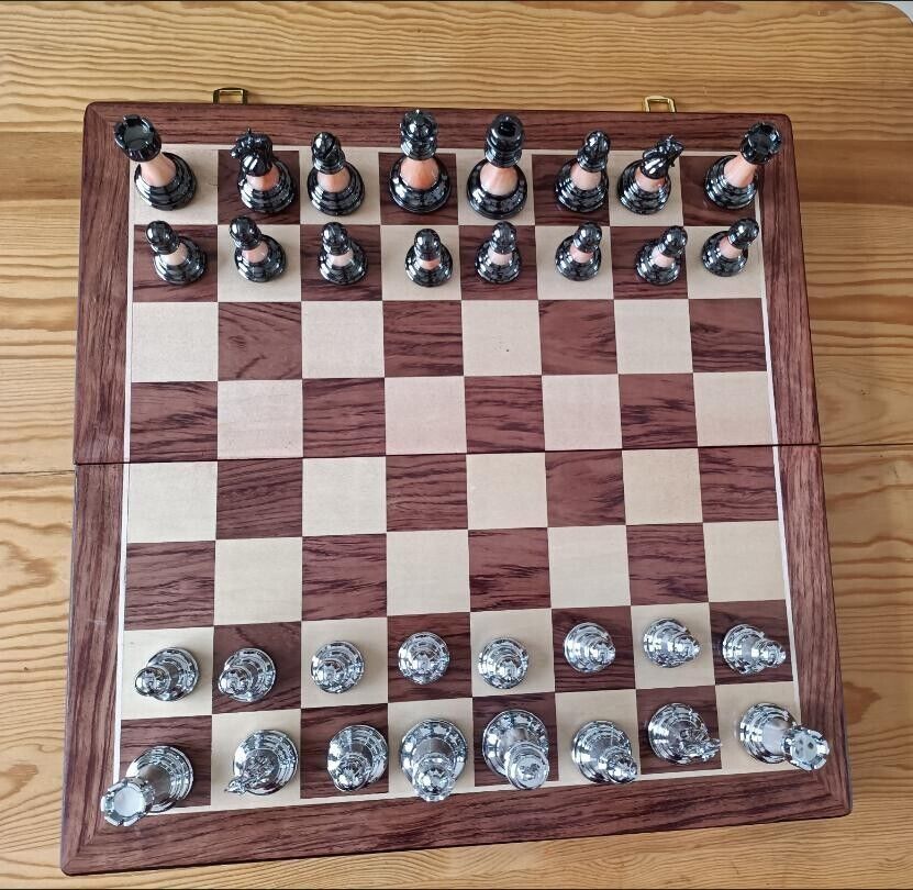 45cm chess set,Zinc Alloy Pieces,Foldable Storage Wood Board Games xiangqi Gift