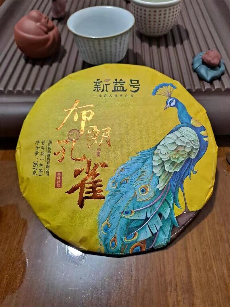 357g,2018 Yunnan bulang kongque Peacock Ripe puerh tea puer big tree pu erh 普洱