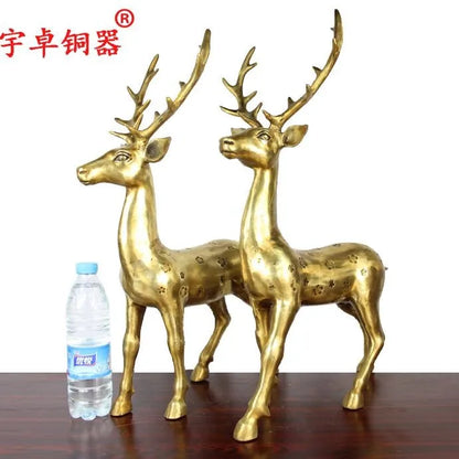 58 CM large # TOP COOL office home Propitious Prosperous Talisman Money Drawing gold deer statue # TOP decorative art