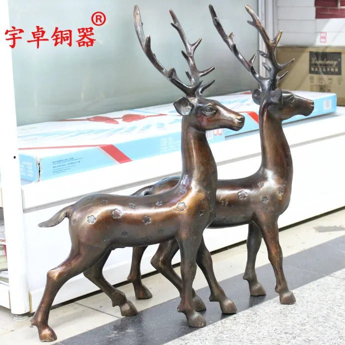58 CM large # TOP COOL office home Propitious Prosperous Talisman Money Drawing gold deer statue # TOP decorative art
