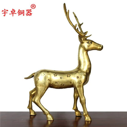 58 CM large # TOP COOL office home Propitious Prosperous Talisman Money Drawing gold deer statue # TOP decorative art