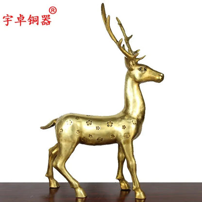 58 CM large # TOP COOL office home Propitious Prosperous Talisman Money Drawing gold deer statue # TOP decorative art