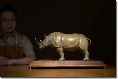 58cm large Global Limited Edition Original White Rhinoceros color brass Sculpture home office business art animal TOP Ornament