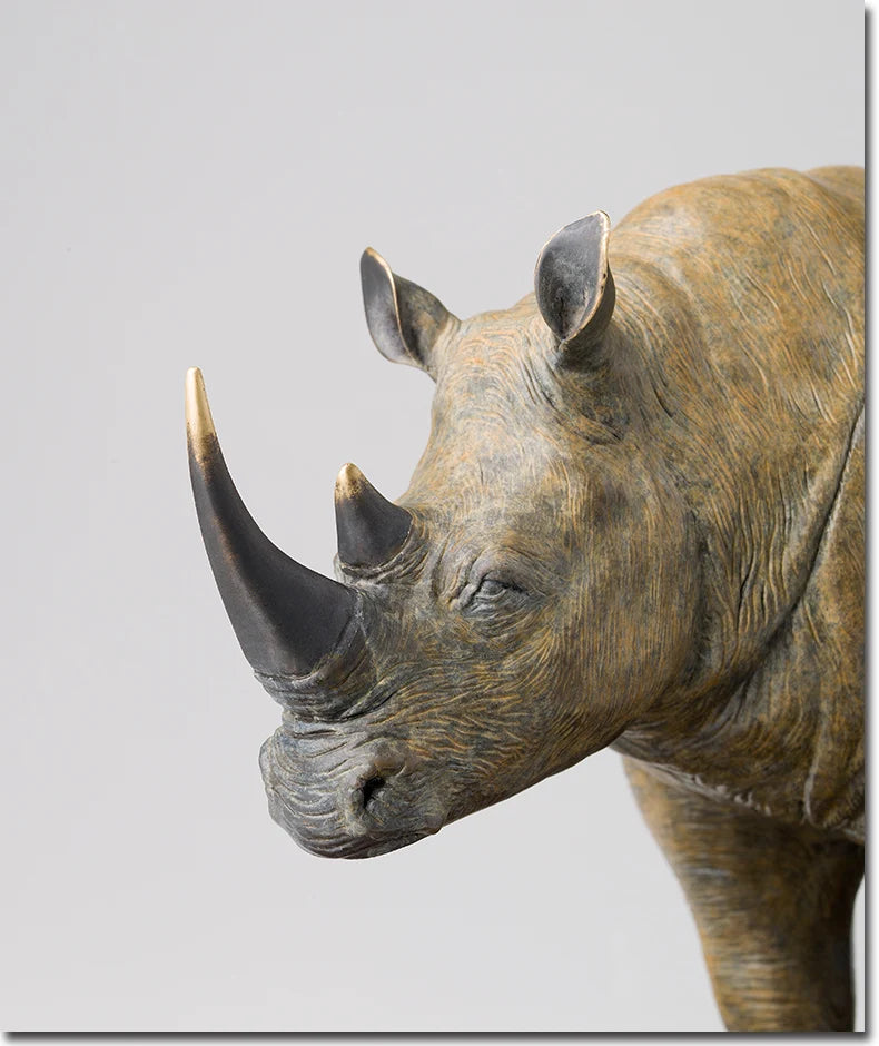 58cm large Global Limited Edition Original White Rhinoceros color brass Sculpture home office business art animal TOP Ornament