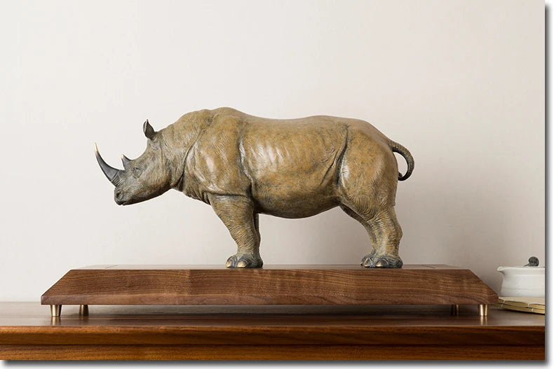 58cm large Global Limited Edition Original White Rhinoceros color brass Sculpture home office business art animal TOP Ornament