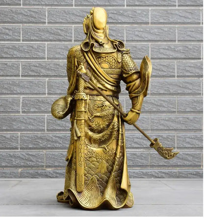 59CM large huge # HOME Company business efficacious Protection # The God of wealth GUAN GONG Guandi FENG SHUI gold copper statue