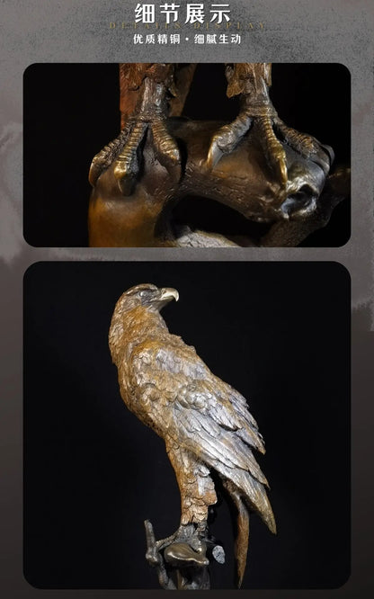 5A Collectible work great master Auspicious animal Ornament Surrealism Eagle bronze Sculpture home office Bar ART