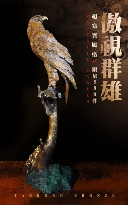5A Collectible work great master Auspicious animal Ornament Surrealism Eagle bronze Sculpture home office Bar ART