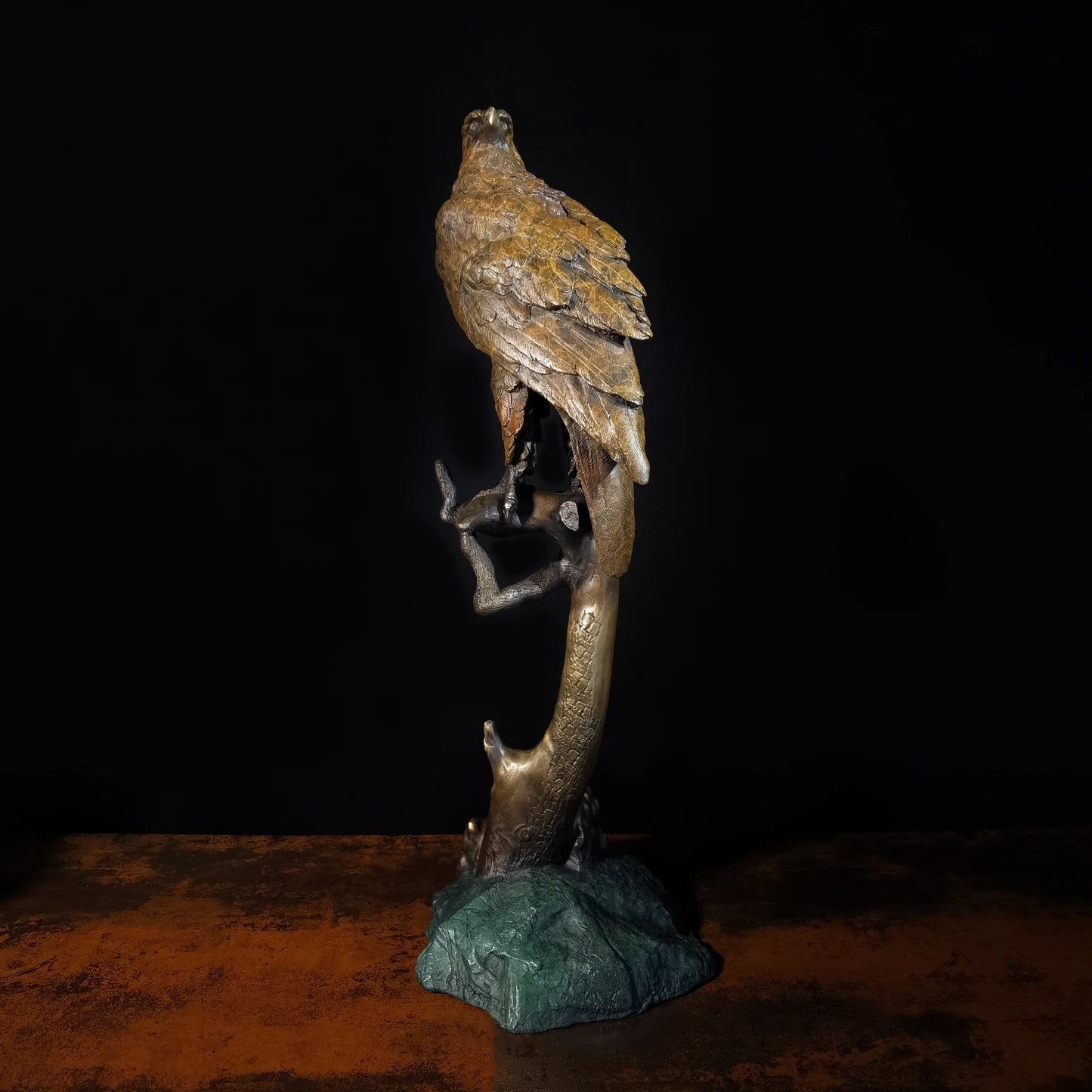 5A Collectible work great master Auspicious animal Ornament Surrealism Eagle bronze Sculpture home office Bar ART