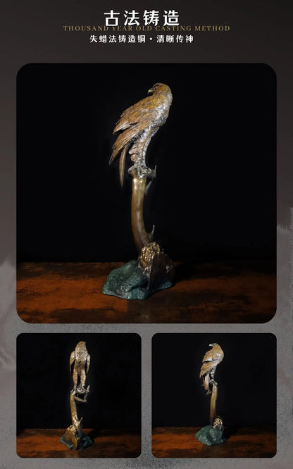 5A Collectible work great master Auspicious animal Ornament Surrealism Eagle bronze Sculpture home office Bar ART