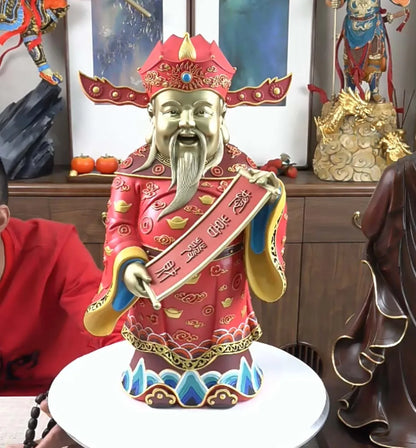 5A GOOD Limited edition TOP grade GOOD LUCK Royal CAI SHEN YE God of wealth MONEY BUDDHA brass statue HOME company business