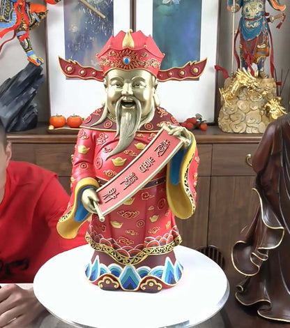 5A GOOD Limited edition TOP grade GOOD LUCK Royal CAI SHEN YE God of wealth MONEY BUDDHA brass statue HOME company business