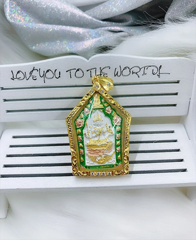 5A GOOD Thailand Temple four-faced Buddha figure God of wealth effective Amulet Pendant Amulet bring wealth good luck talisman