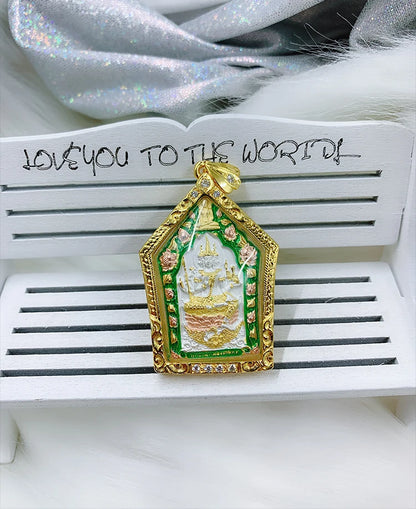 5A GOOD Thailand Temple four-faced Buddha figure God of wealth effective Amulet Pendant Amulet bring wealth good luck talisman
